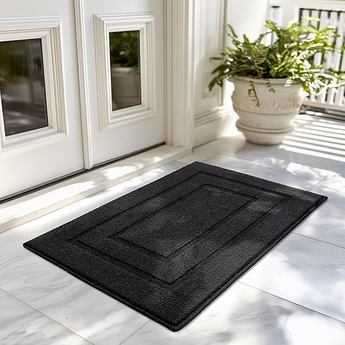 GRANNY SAYS Front Door Mat Indoor Entrance, Indoor Door Rugs for Entryway, Low-Profile, Non-Slip Rugs, Washable Floor Mat, 32x20, Black