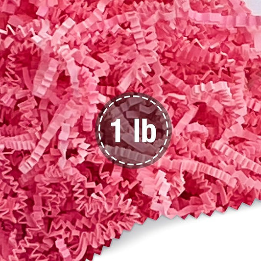 FRILLZ Crinkle Cut Paper Shred Filler for Baskets, Gifts, Packing and Protecting your Mother's Day, Birthday, Weddings, Anniversary, Valentines Day, and other gifts (1 pound, Light Pink)