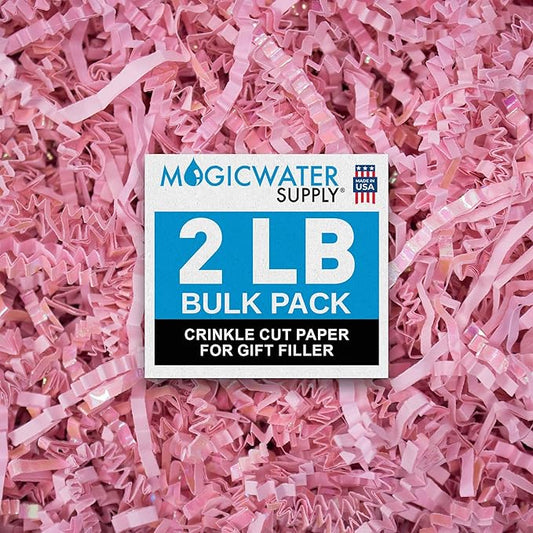 MagicWater Crinkle Cut Paper for Gift Baskets - 2LB - Diamond Light - Perfect for Shredded Paper Filler, Basket Filler, Gift Boxes, Bridesmaid Gifts, Christmas Stuffers & More – For All Occasions