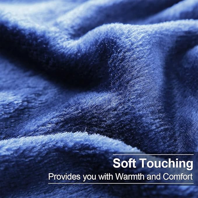 Soft Twin Size Blanket All Season Warm Fuzzy Microplush Lightweight Thermal Fleece Blankets for Couch Bed Sofa,66x90 Inches,Dark Blue