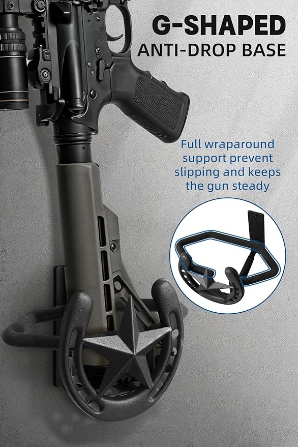 Adowes Gun Rack for Wall Western Shotgun Rifle Rack Wall Mount Metal Wall Gun Hanger Holder Display for Sword Bow Firearm Texas Star and Horseshoe