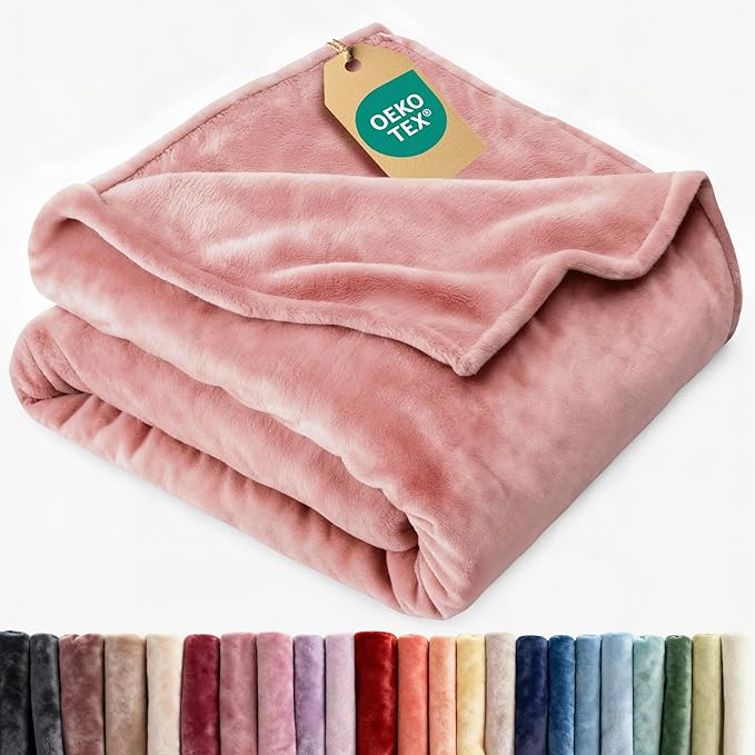 Ultra Soft Fleece Blanket Queen Size - Flannel Fleece Luxury Queen Blanket - Lightweight for Couch Bed Chair - Thick, Warm and Breathable - All Season Cozy Anti-Static Microplush Bedding, Rose Pink