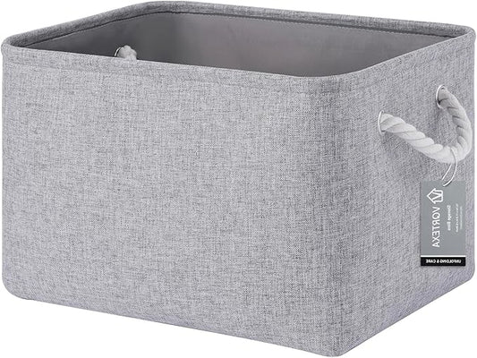 Large Storage Baskets- 15x11x10 inch Storage Bins for Shelves and Closet Organizing, Foldable Fabric Bin for Home Organization Clothes and Laundry (1-Pack, Gray)