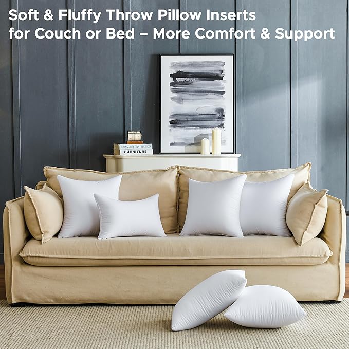 QSWRD 26 x 26 Throw Pillow Inserts Pack of 2 Large White Decorative Square Pillows for Couch Bed Sofa Cushion Sham Stuffer Indoor