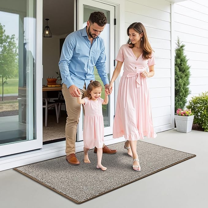 GRANNY SAYS Front Door Mat Outside Entrance, Door Mats for Entryway, Welcome Matt Non-Slip, Large Front Porch Mat Low Profile Resist Dirt, 48"x32", Khaki Beige