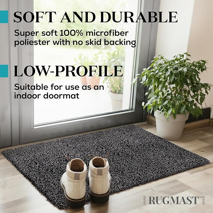 RugMast Premium Microfiber Indoor Door Mat – 36"x72" Washable Entry Mat, Non-Slip, Waterproof Backing, Super Absorbent, Low Profile Entryway Doormat for Indoor Entrance