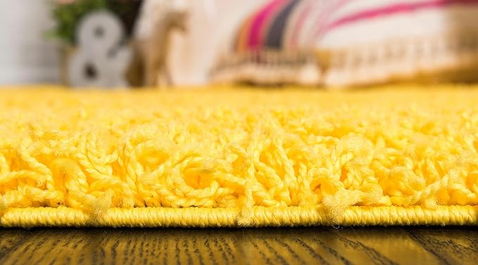 Unique Loom Solid Shag Collection Area Rug (2' x 6' 5" Runner, Tuscan Sun Yellow)