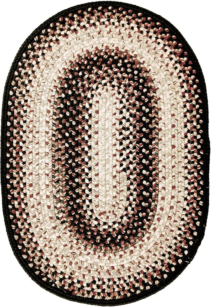 Black Mist Black Braided Rug 2x3' Oval - Indoor & Outdoor - Rustic Country Decor for Bathroom, Entryway, Everywhere