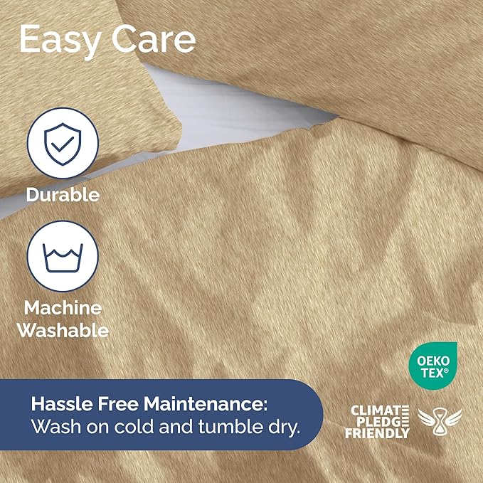 CGK Unlimited Duvet Cover Full Size Set - Extra Soft Full Size Duvet Cover 80 x 90 with 2 Pillow Shams - Hotel Quality w/Zipper Closures & Ties - Bedding and Bed Linens Set (Heathered Tan)