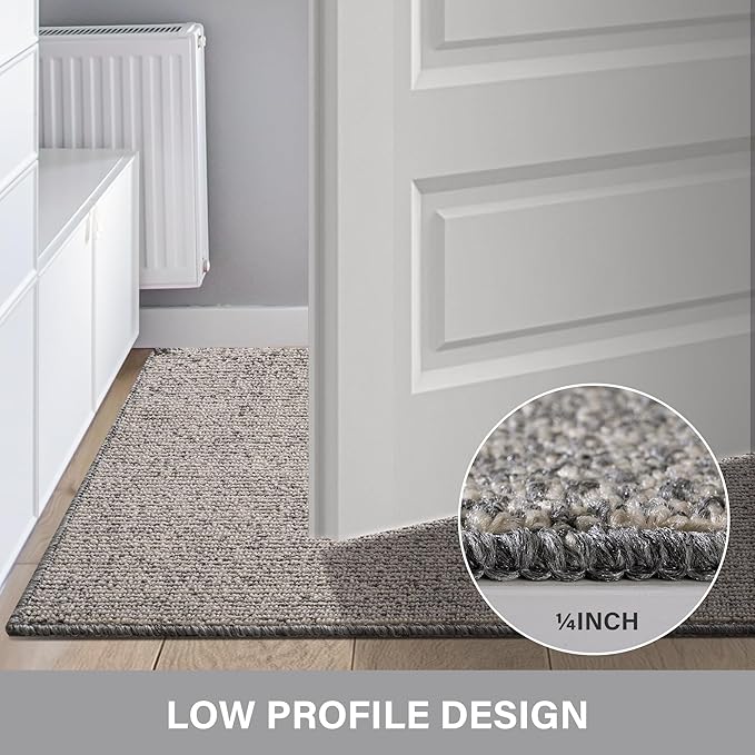 GRANNY SAYS Front Door Mat Indoor Entrance, Indoor Doormat Non Slip Washable, Low Profile Welcome Mat Outdoor, 36" x 24" Resist Dirt Absorbent Outdoor Mats for Front Door, Entryway, Grey Beige Mats