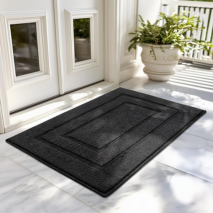 GRANNY SAYS Front Door Mat Indoor Entrance, Indoor Door Rugs for Entryway, Low-Profile, Non-Slip Outdoor Rugs, Washable Floor Mat, 36x24, Black
