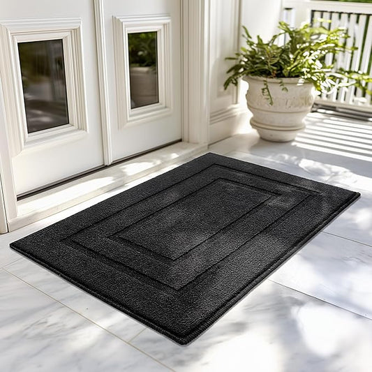 GRANNY SAYS Front Door Mat Indoor Entrance, Indoor Door Rugs for Entryway, Low-Profile, Non-Slip Outdoor Rugs, Washable Floor Mat, 36x24, Black