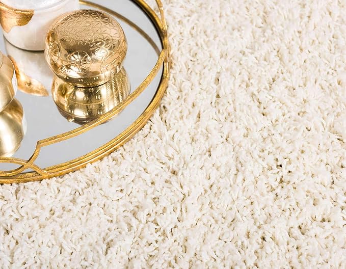 Unique Loom Solid Shag Collection Area Rug (2' 7" x 10' Runner, Pure Ivory)