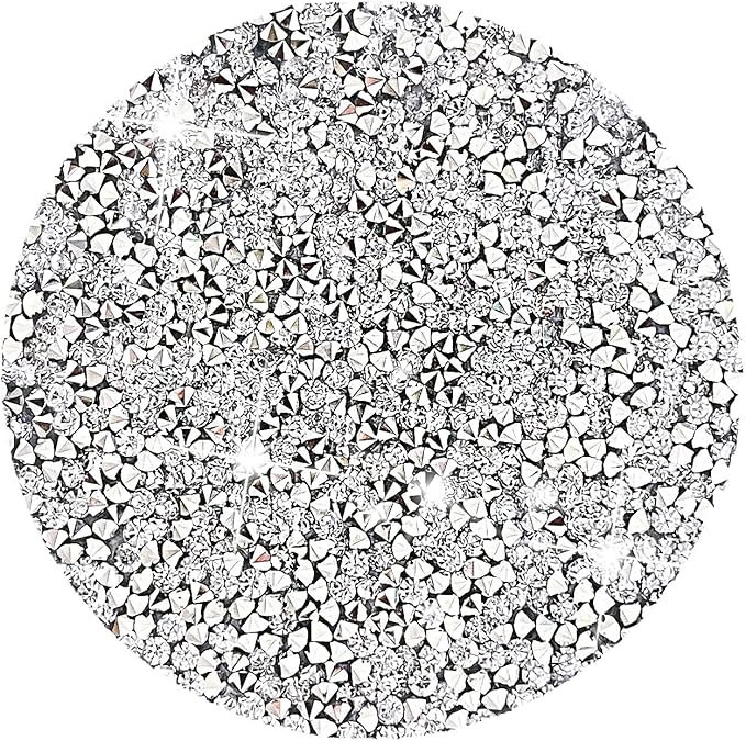 Silver Placemats Set of 4 Crushed Diamond Decor Silver Heat Resistant Mat Rhinestone Decor Round Place Mat Fall Decorations for Home Bling Sparkly Mat 15 inch