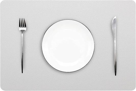 Wipeable Placemats Leather Table Mats Waterproof Heat-Resistant Easy to Clean for Dining Table Set Kitchen Table (6, Slate Grey)