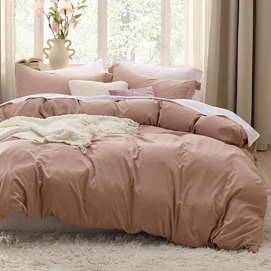 Bedsure Mocha Mousse California King Duvet Cover - Prewashed Cotton-Like Extra Soft Bedding Set, Includes 1 Cal King Duvet Cover 104x98 Inches with Zipper Closure & 2 Pillow Shams, No Comforter