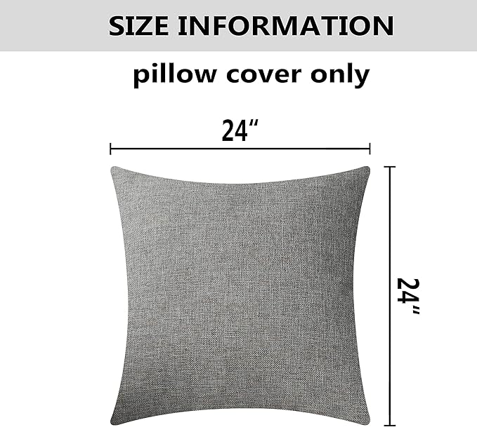 Home Brilliant Set of 2 Decorative Pillow Cases Burlap Linen Euro Shams Throw Pillow Covers for Couch, 24x24 inch(60cm), Dark Grey