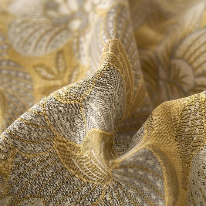 LifeTB Vintage Floral Duvet Cover Set Full Yarn-Dyed Linen Cotton Jacquard Duvet Cover with 2 Pillowcases Yellow Gold Flower Bedding Set Cottagecore Floral Botanical Duvet Cover with Zipper Closure