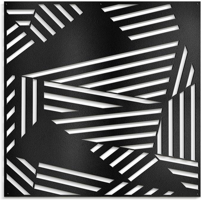 SIGNLEADER Metal Wall Decor Abstract Geometric Minimalist Modern Luxury Wall Sculpture Hangings 3D Statue Home Decoration for Living Room, Bedroom, Bathroom, Kitchen, Fireplace, Office - 18" Black