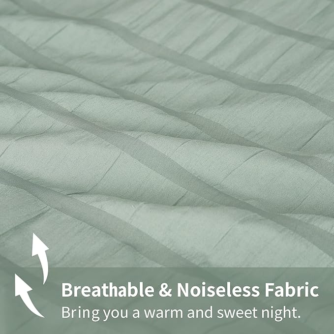 AveLom Sage Green Seersucker Twin/Twin XL Comforter Set (68x90 inches), 2 Pieces-100% Soft Microfiber Lightweight Comforter with 1 Pillowcase, All Season Down Alternative Comforter Set for Bedding