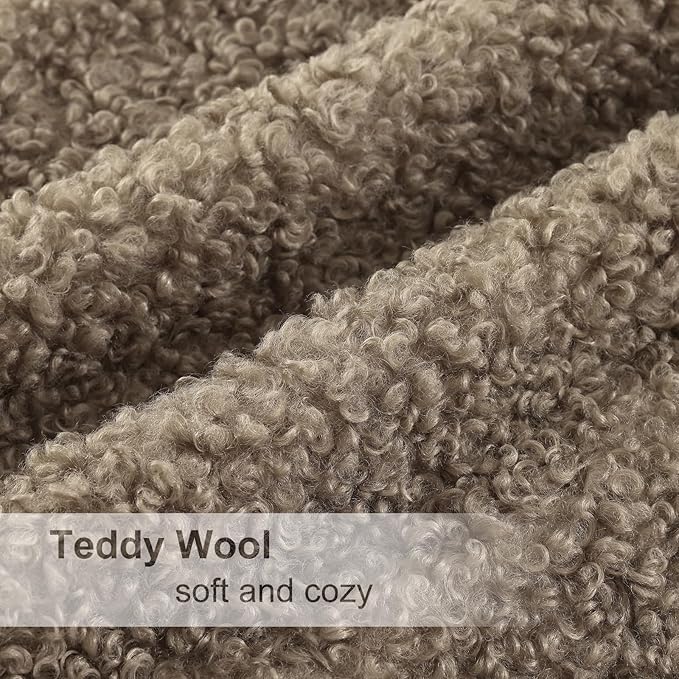 decorUhome Pack of 2 Throw Pillow Covers 22x22 Inch, Faux Fur Decorative Sherpa Pillow Covers Fuzzy Accent Soft Sheepskin Fleece Pillow Cases for Couch Living Room Bed, Khaki