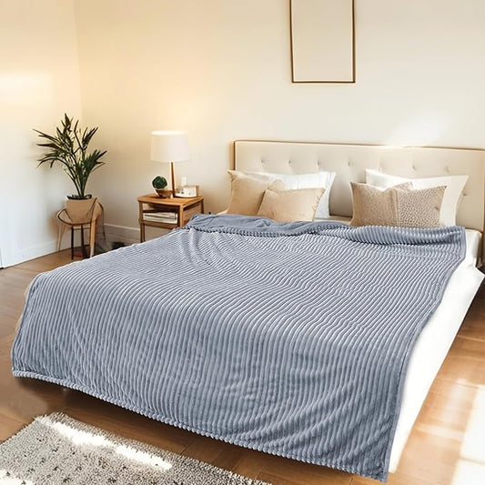 LUXIAN Electric Heated Blanket Queen Size 84"x90" - Flannel Fabric Dual-Sided, 6 Heat Settings & 1-10 Hours Auto Off, Machine Washable, Gray