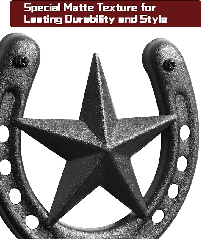 Adowes Gun Rack for Wall Western Shotgun Rifle Rack Wall Mount Metal Wall Gun Hanger Holder Display for Sword Bow Firearm Texas Star and Horseshoe