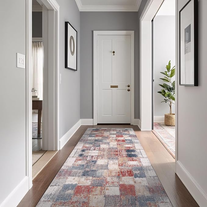 Beverly Rug Modern Abstract Runner Rug 2x7 Luxury Ultra Soft Vintage Indoor Area Rugs for Living Room Stain Resistant Non Shedding Indoor Carpet Alfombras para Salas Modernas (2 x 7 Multi)