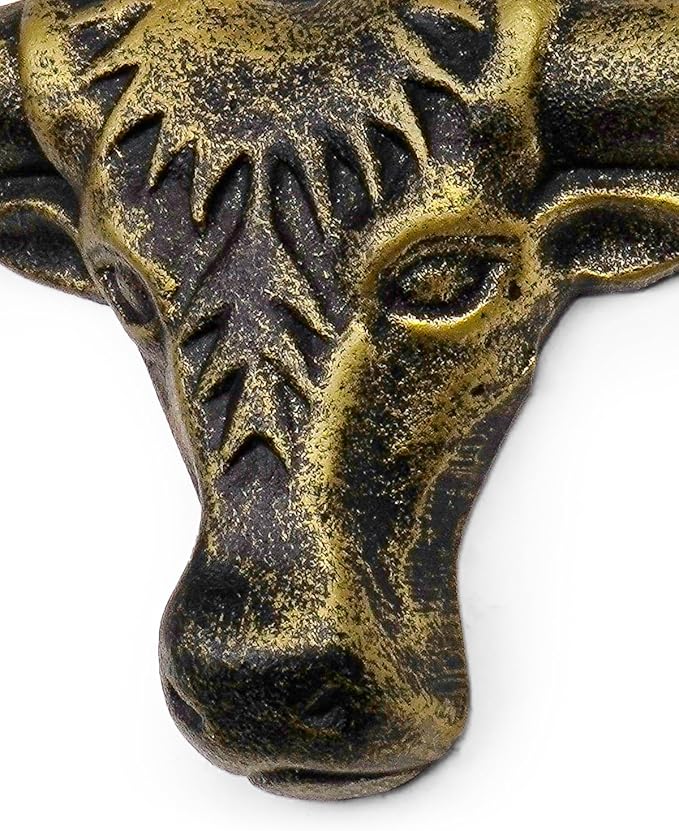 Cowboy Hat Rack for Wall 1 Pack Modern Cast Iron Cowboy Hat Holder Cowgirl Hat Hanger Western Decor Longhorn Wall Hooks Closet Bedroom Living Room Antique Gold Men's Western Gifts