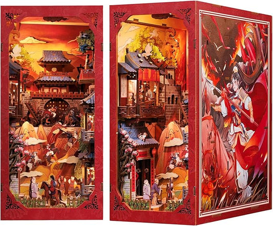 Cutefun Book Nook Kit - DIY Miniature Dollhouse Kit 3D Wooden Puzzle for Adults, Teens, Crafts Gifts for Bookshelf Decor (The Legend of Mulan)