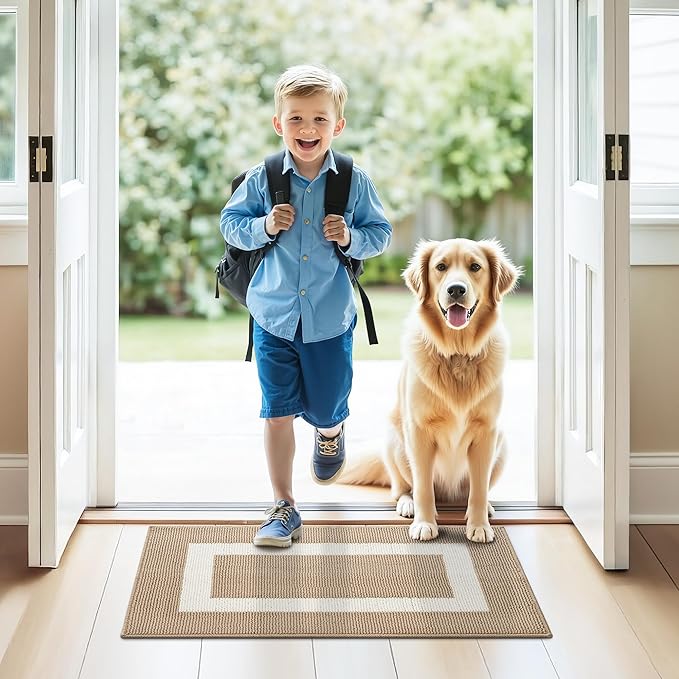 GRANNY SAYS Front Door Mat Outside Entrance, Door Mats for Entryway, Welcome Matt Non-Slip, Entryway Front Porch Mat Low Profile Resist Dirt Easy to Clean, 36"x24", Khaki