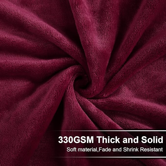 Soft Queen Size Blanket All Season Winter Warm Microplush Lightweight Thermal Fleece Blankets for Couch Bed Sofa,90x90 Inches,Burgundy