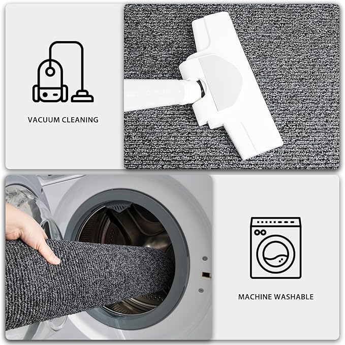 PURRUGS Machine Washable Kitchen Runner Rug 2ft x 6ft, Non-Slip/Skid Hallway Runner Rug, Super Absorbent Soft Area Rug for Hallway, Kitchen & Laundry, Rolled Packaging, Charcoal