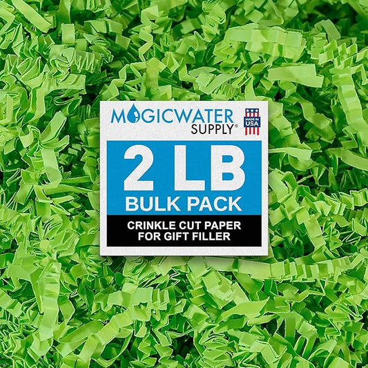 MagicWater Crinkle Cut Paper for Gift Baskets - 2LB - Lime Green - Perfect for Shredded Paper Filler, Basket Filler, Gift Boxes, Bridesmaid Gifts, Christmas Stuffers & More – Ideal for All Occasions