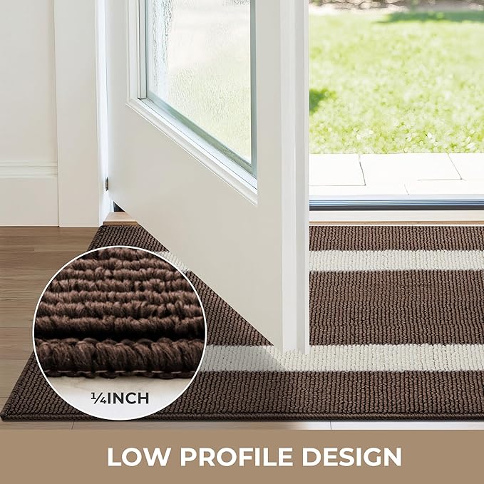 GRANNY SAYS Front Door Mat Outside Entrance, Door Mats for Entryway, Welcome Matt Non-Slip, Entryway Front Porch Mat Low Profile Resist Dirt Easy to Clean, 36"x24", Dark Brown
