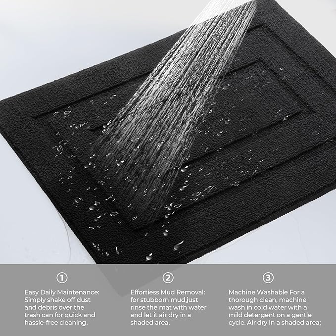 GRANNY SAYS Front Door Mat Indoor Entrance, Indoor Door Rugs for Entryway, Low-Profile, Non-Slip Outdoor Rugs, Washable Floor Mat, 36x24, Black