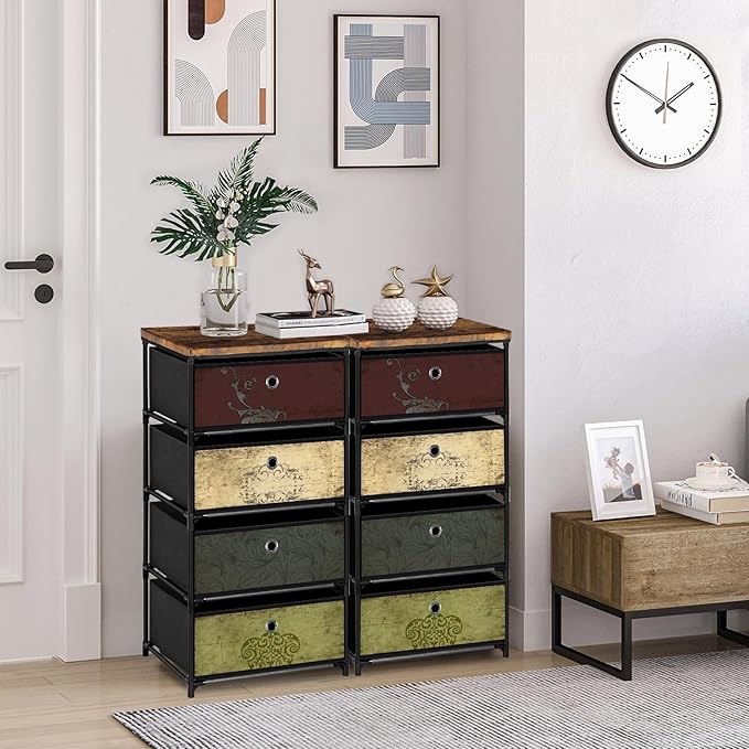 Nightstand with 4 Drawers, Clothes Storage Organizer, Small Fabric Dresser for Bedroom, Closet, Entryway, Hallway, Nursery, Dorm