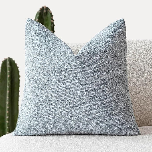 Foindtower Decorative Textured Boucle Throw Pillow Covers Accent Solid Pillow Cases Neutral Soft Cozy Couch Cushion Case for Chair Sofa Bedroom Living Room Home Decor 26 x 26 Inch,Light Blue