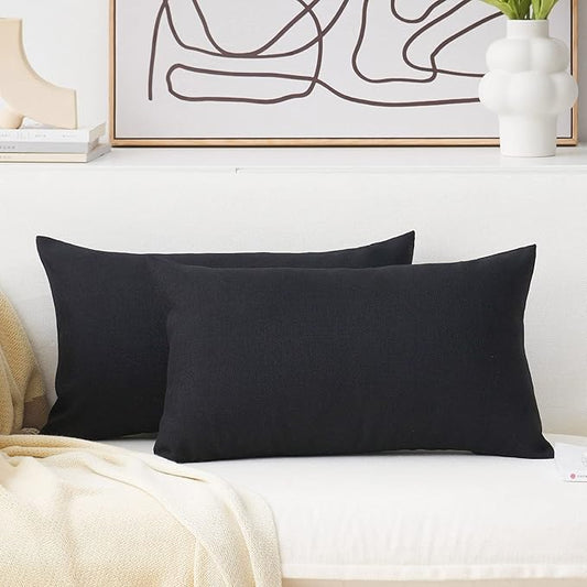 Home Brilliant Rectangle Throw Pillow Fall Decorative Throw Pillow Covers for Couch Oblong Pillows, 12x20 inch, 30x50 cm, Black