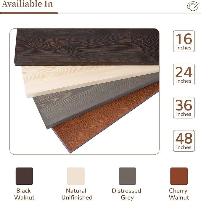 Marsmiles Wood Floating Shelves | 24 Inch Dark Wood Wall Shelves Set of 2 | 24" W x 6.7" D Rustic Wooden Shelves for Bathroom Kitchen Living Room Bedroom
