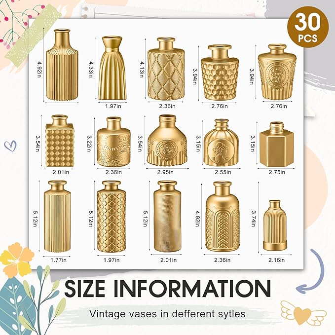 Yaomiao 30 Pcs Vases Bulk Colored Flower Glass Bud Vases Valentine Vintage Colored Glass Bottles Colorful Rustic Embossed for Home Wedding Table Decorations Gifts