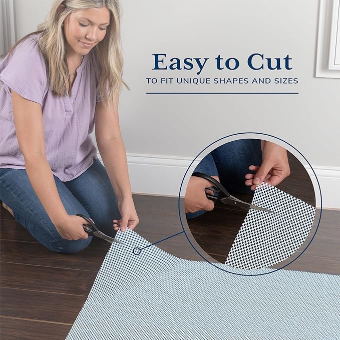 Veken 8x10 Ft Rug Pad Gripper for Hardwood Floors, Non Slip Grey Blue Rug Pads for Area Rugs, Thick Rug Grippers for Tile Floors, Under Carpet Anti Skid Mat, Keep Your Rugs Safe and in Place