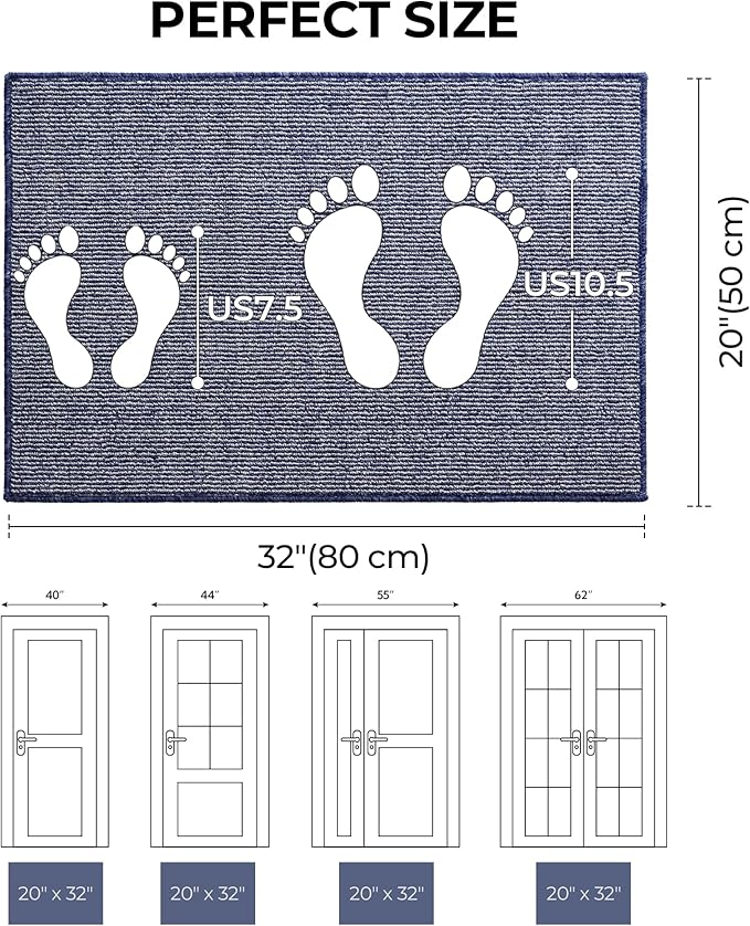 GRANNY SAYS Front Door Mat Outside Entrance, Door Mats for Entryway, Welcome Matt Non-Slip, Entryway Front Porch Mat Low Profile Resist Dirt Easy to Clean, 32"x20", Blue Beige
