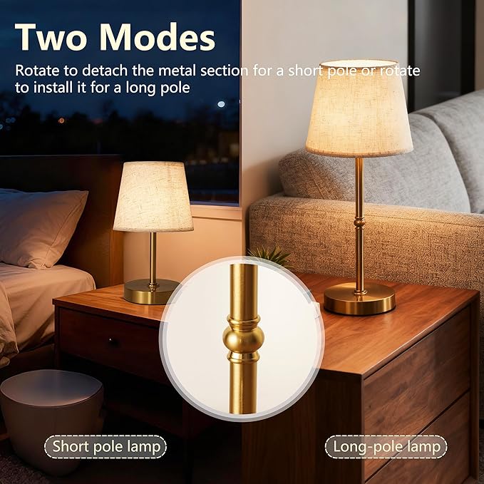 Bedside Table Lamp，3 Level dimmable Touch Control lamp，6000mAh Battery, USB Charging Port, LED Bulb Included, Suitable for bedrooms, desks, and Dining Tables