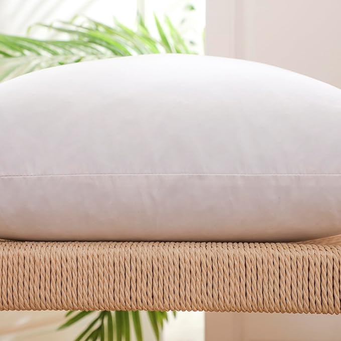 LBOEVDE 18x18 Inch Gold Goose Down and Feather Throw Pillow Inserts-2 Packs,White,Super Soft Cover,Double Layer Dwon Proof Design,High Filling Weight.