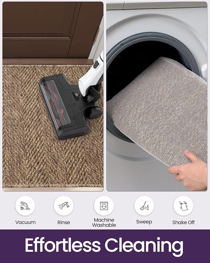 DEXI Dirt Trapper Door Mat, 48x72 Washable Doormat, Dirt Resistant and Absorbent, Easy Clean Low-Profile Floor Rugs for Entryway, Front Door, and Inside Entrance, Brown