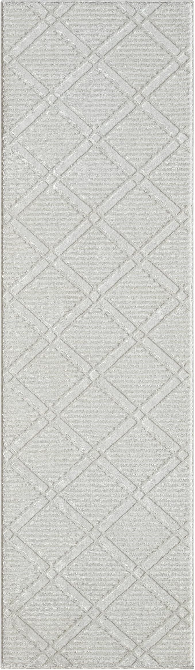 LUXE WEAVERS Geometric Diamond Shaped Cream 2x7 Area Rug