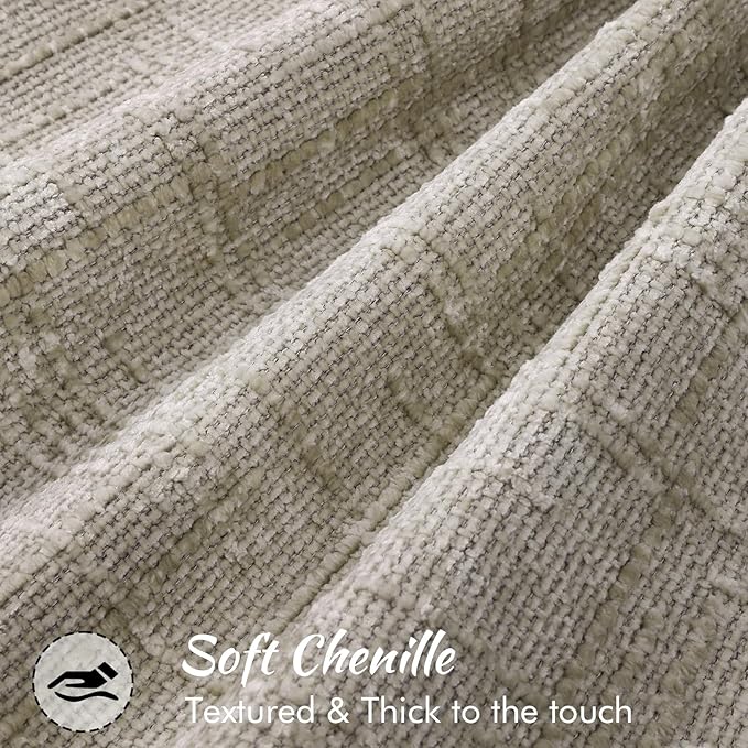 decorUhome Chenille Throw Pillow Covers 16x16 Set of 2, Thick Textured Slubby Neutral Decorative Pillow Covers with Elegant Design for Couch, Sofa, Living Room, Light Brown