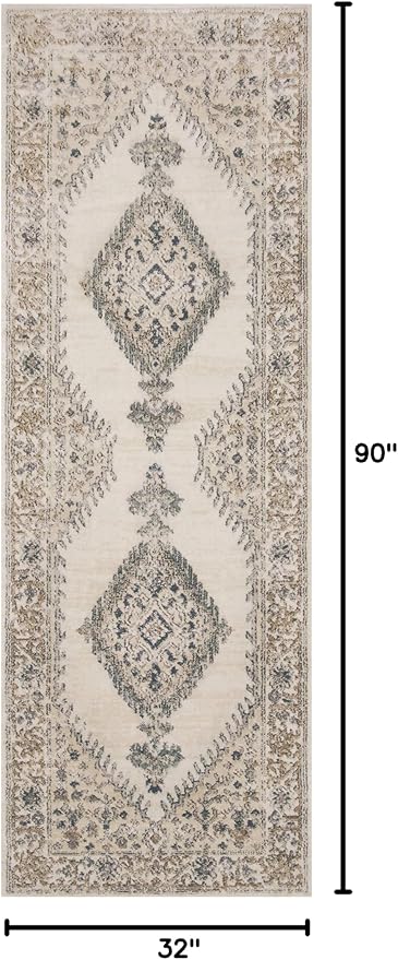 Loloi Teagan Collection TEA-02 Oatmeal/Ivory 2'-8" x 7'-6" Runner Rug, Large, Soft Neutral Rug, High-Traffic for Living Room, Bedroom, Home Office, Dining Area