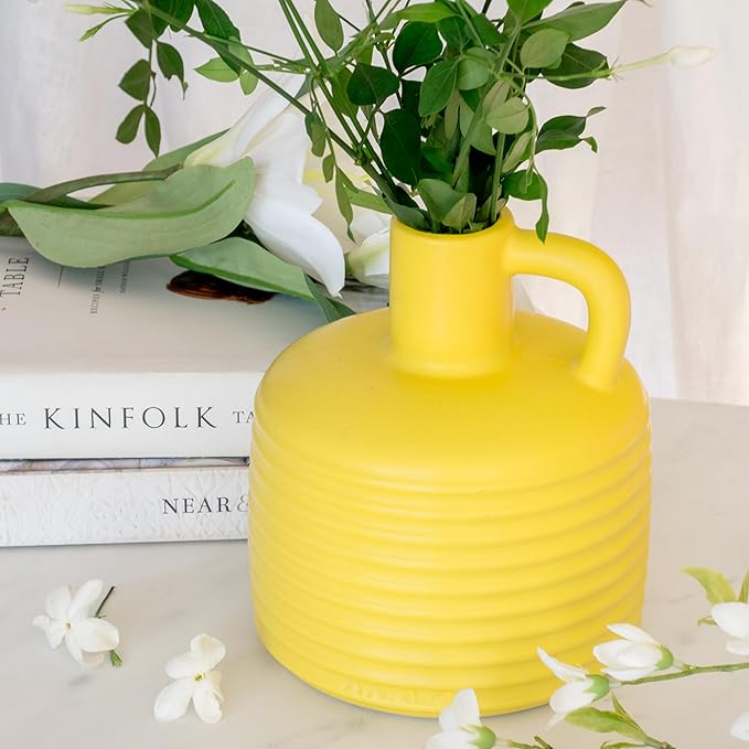 Annex Large Ceramic Handmade Bud Vase, Perfect for Pampas Grass, Book Vase for Flowers, Boho Room Decor for Home, Table, Shelf, Floor, Centerpiece or Book Display